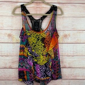Rue 21 Crochet Racerback Colorful Tank Top